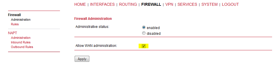 MiDGE Zarządzanie WWW - FIREWALL