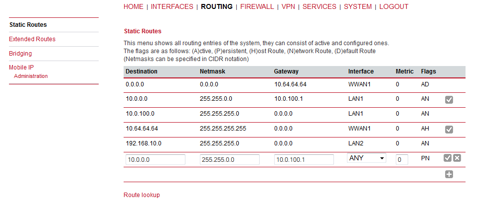 MiDGE Zarządzanie przez WWW - ROUTING
